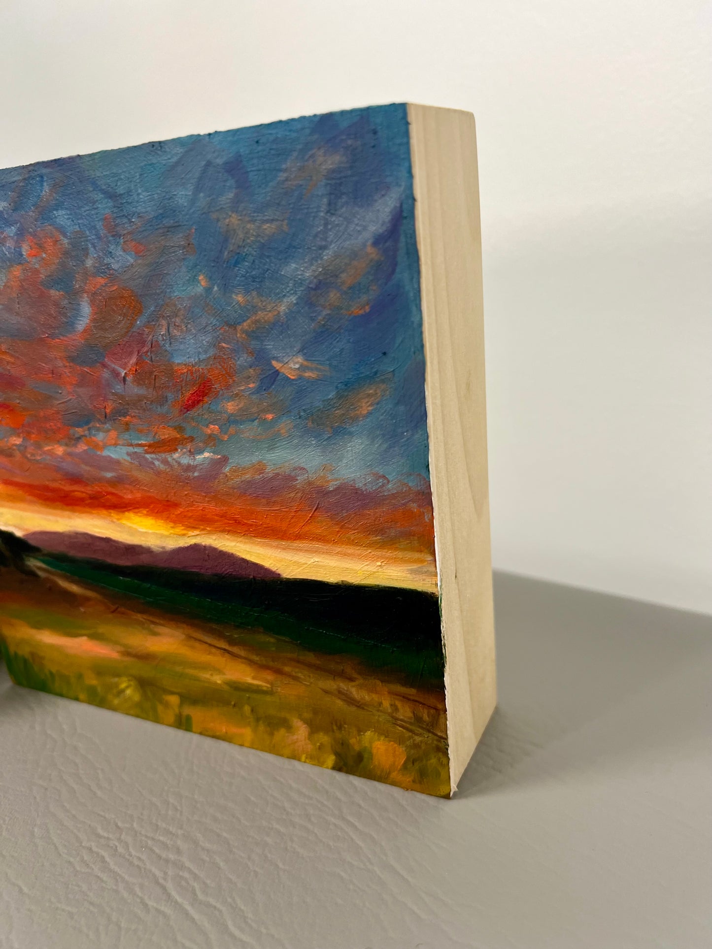 Backyard Sunset - Original Oil Painting