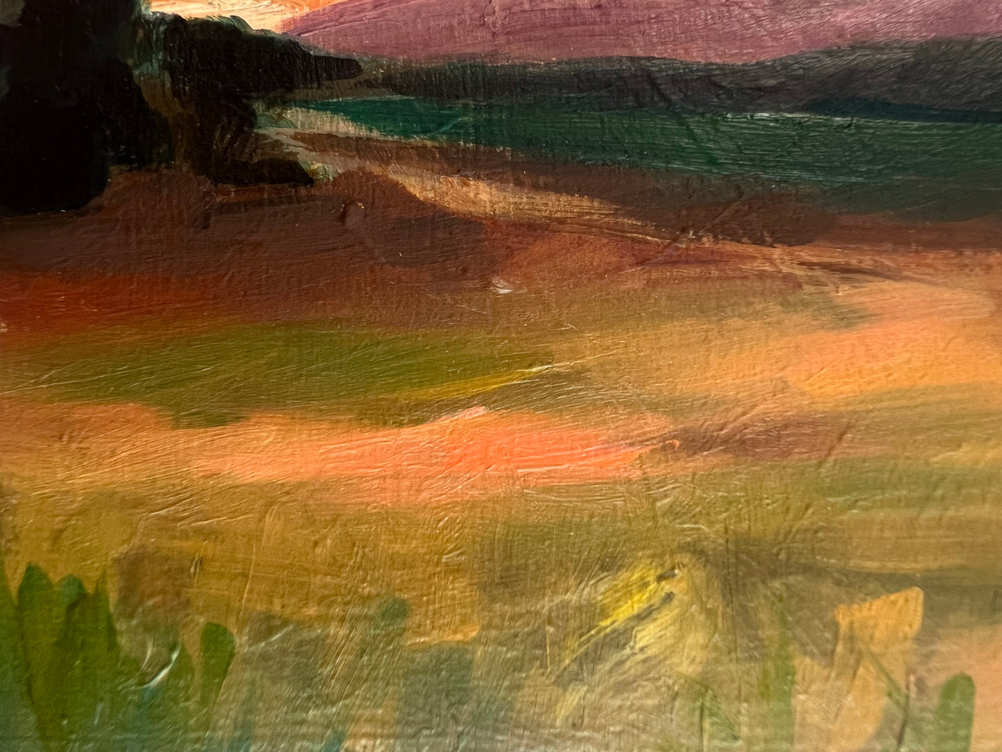 Backyard Sunset - Original Oil Painting