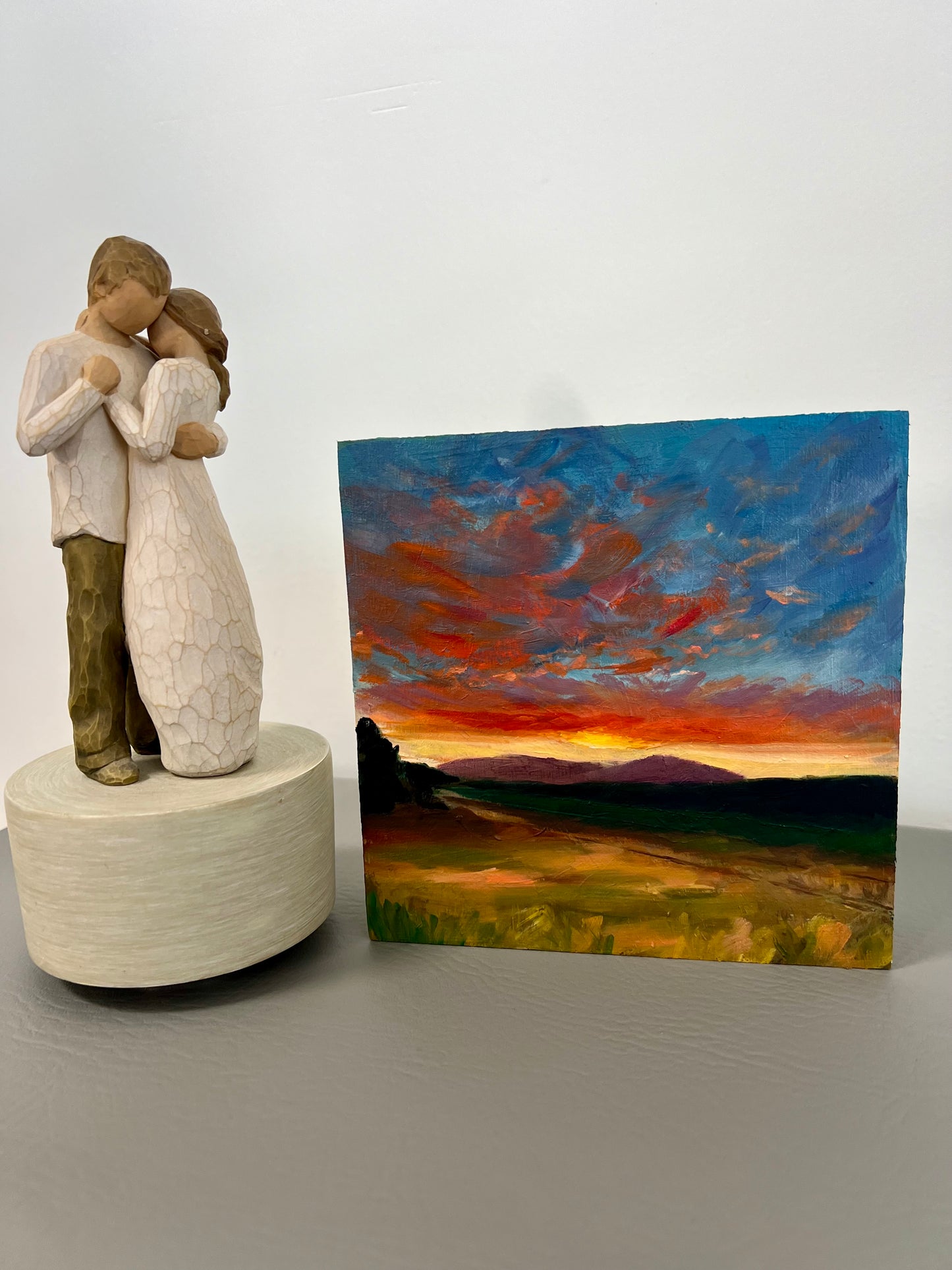 Backyard Sunset - Original Oil Painting