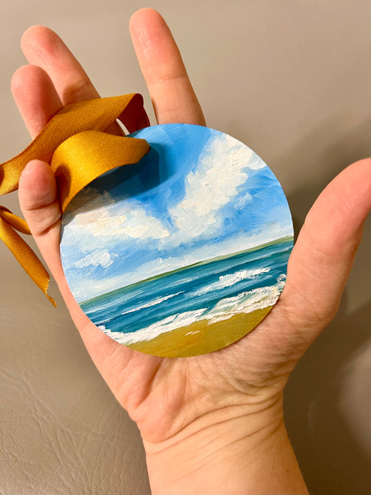 Blue Sky Beach Hand-Painted Ornament