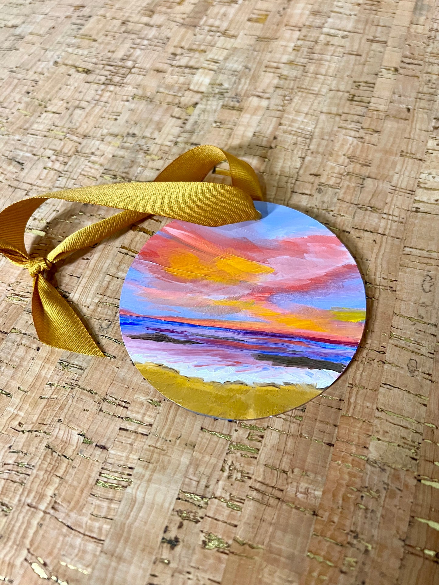 Warm Beachy Sunset Hand-Painted Ornament