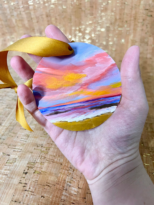 Warm Beachy Sunset Hand-Painted Ornament