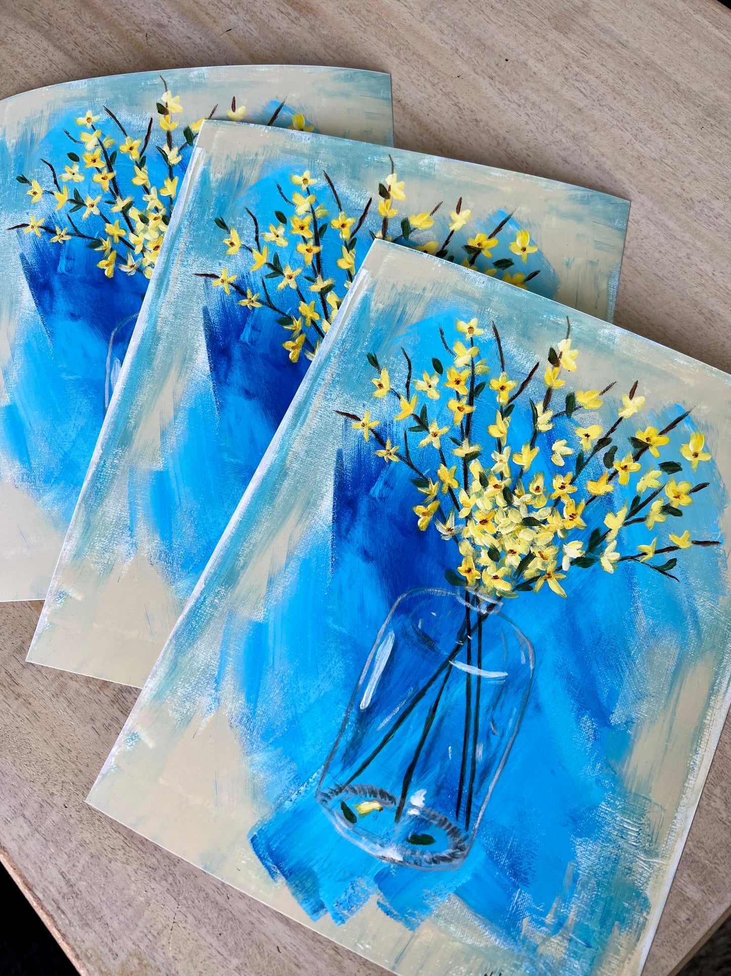 Forsythia in Blue Art Print