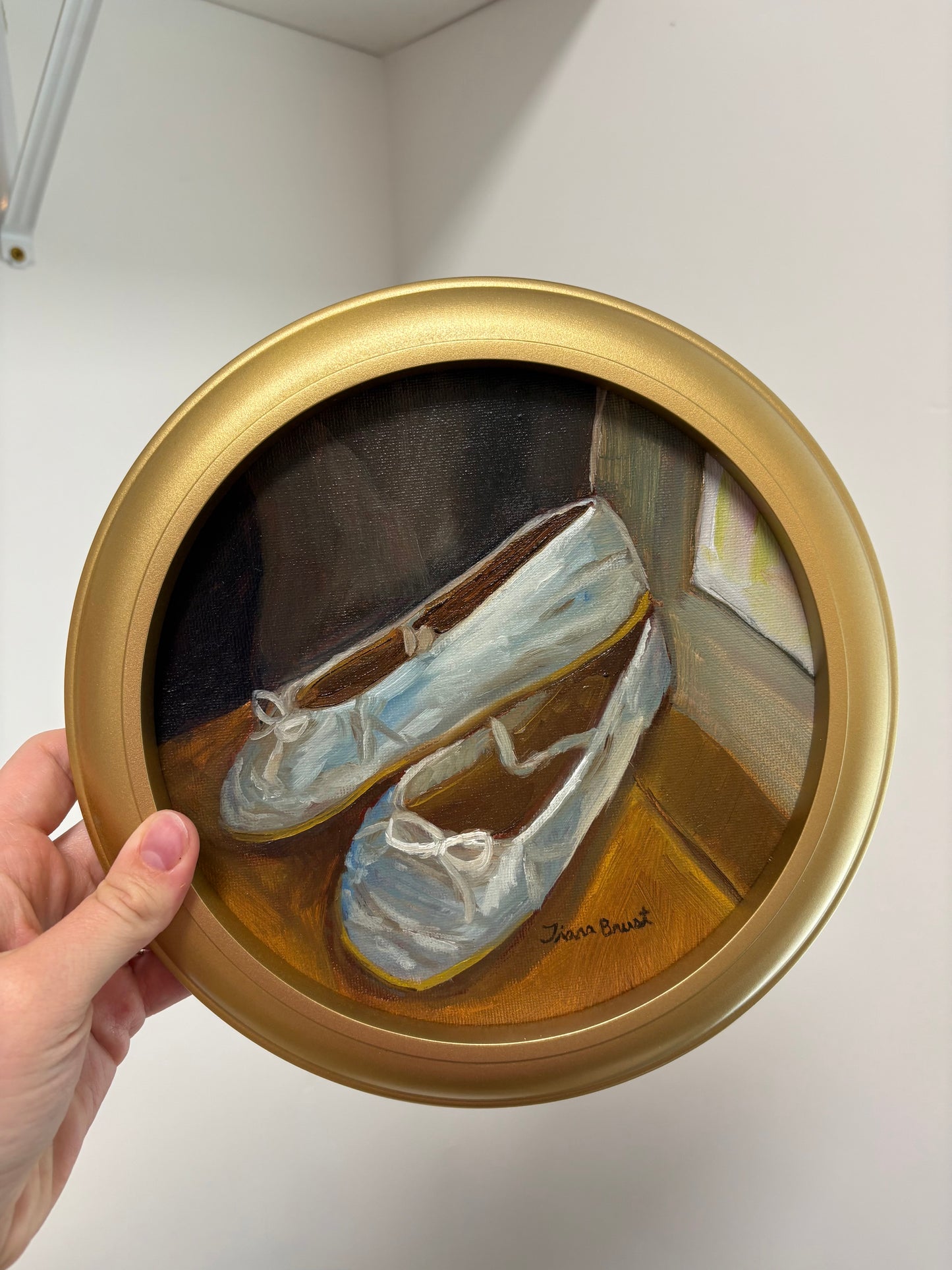 Silver Dance Shoes Original Painting with Frame