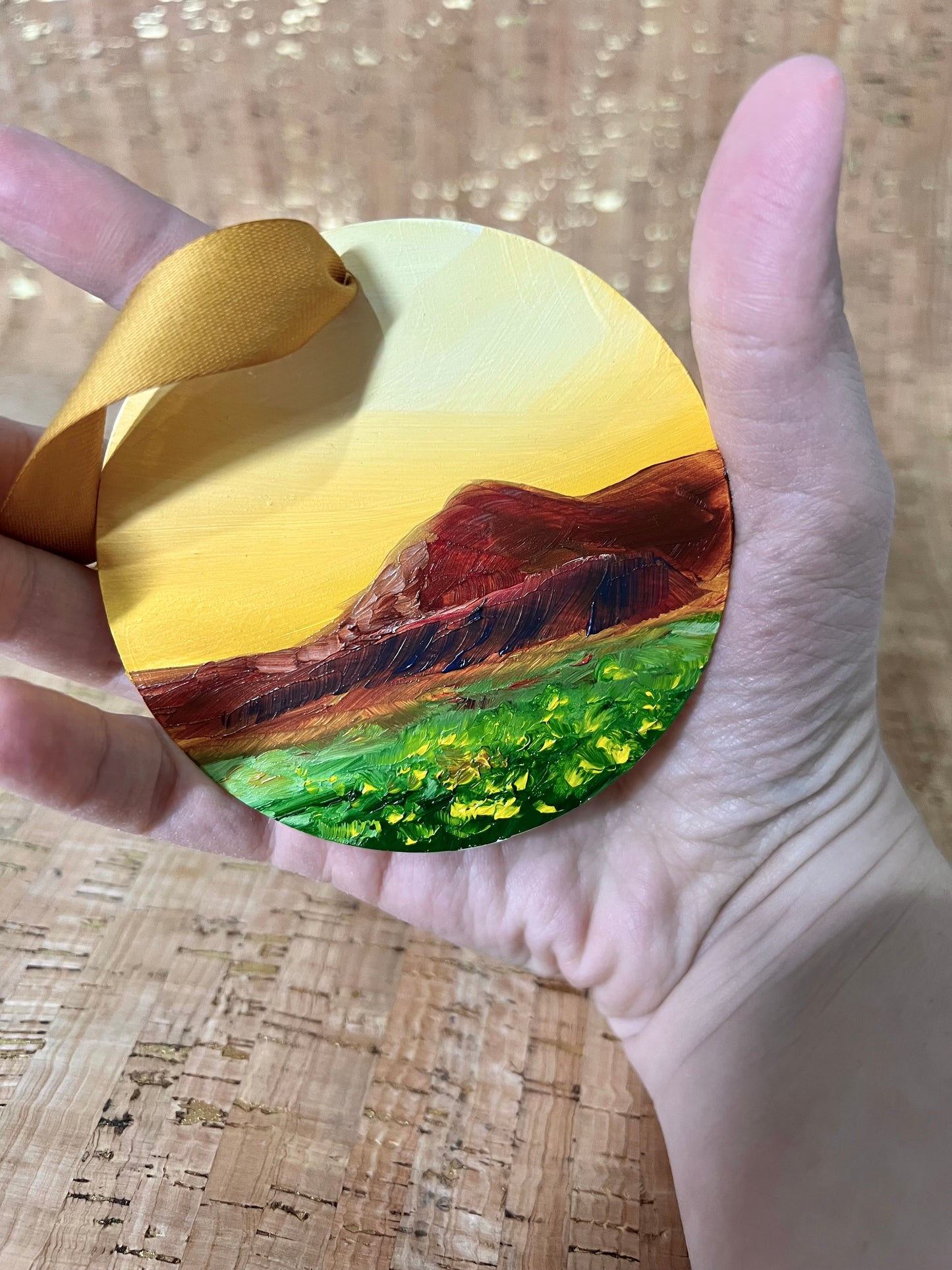 Yellow Sky Sunrise Hand-Painted Ornament