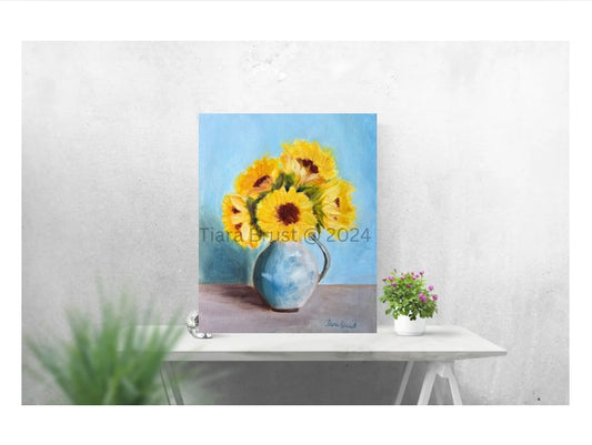 Sunflowers in Blue Art Print