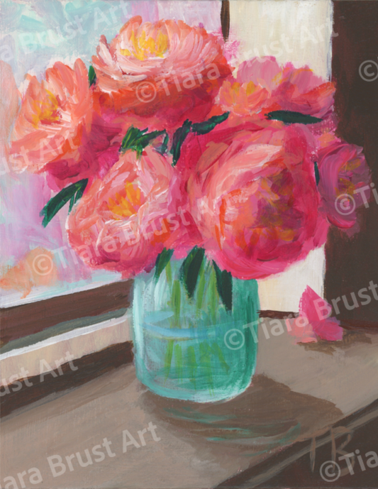 Popping Peonies - Original Acrylic Painting